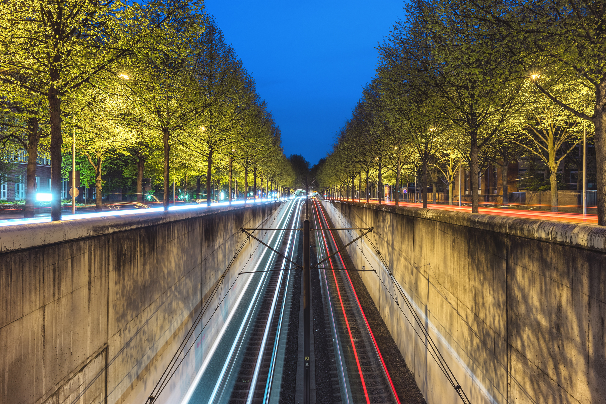 Beginning of an underground U-Bahn tunnel in Hanover at evening